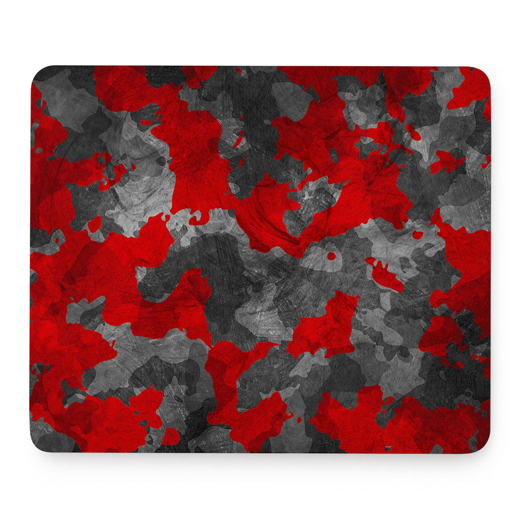 Black And Red Camouflage Print Mouse Pad