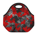 Black And Red Camouflage Print Neoprene Lunch Bag