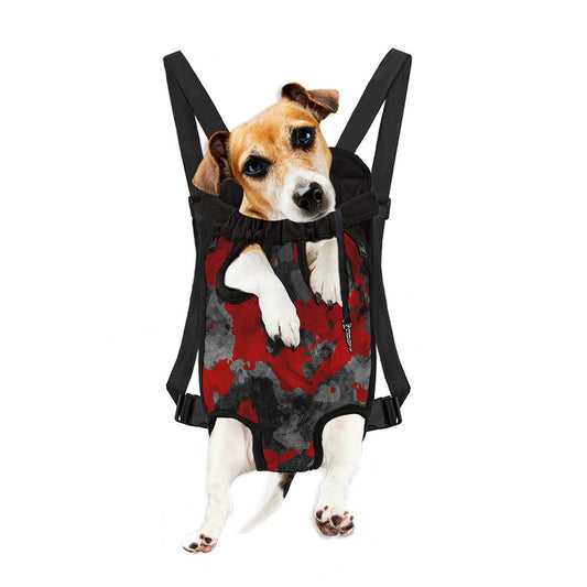 Black And Red Camouflage Print Pet Carrier Backpack