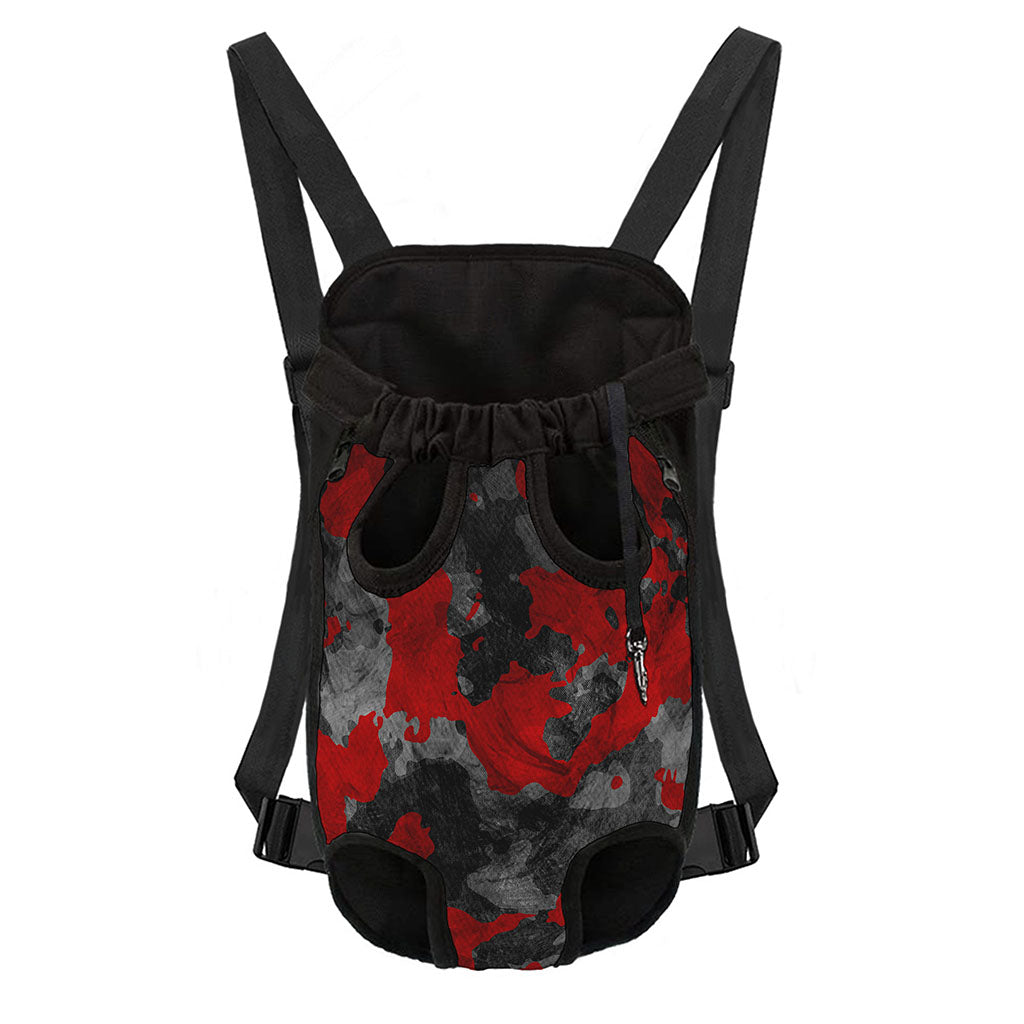 Black And Red Camouflage Print Pet Carrier Backpack