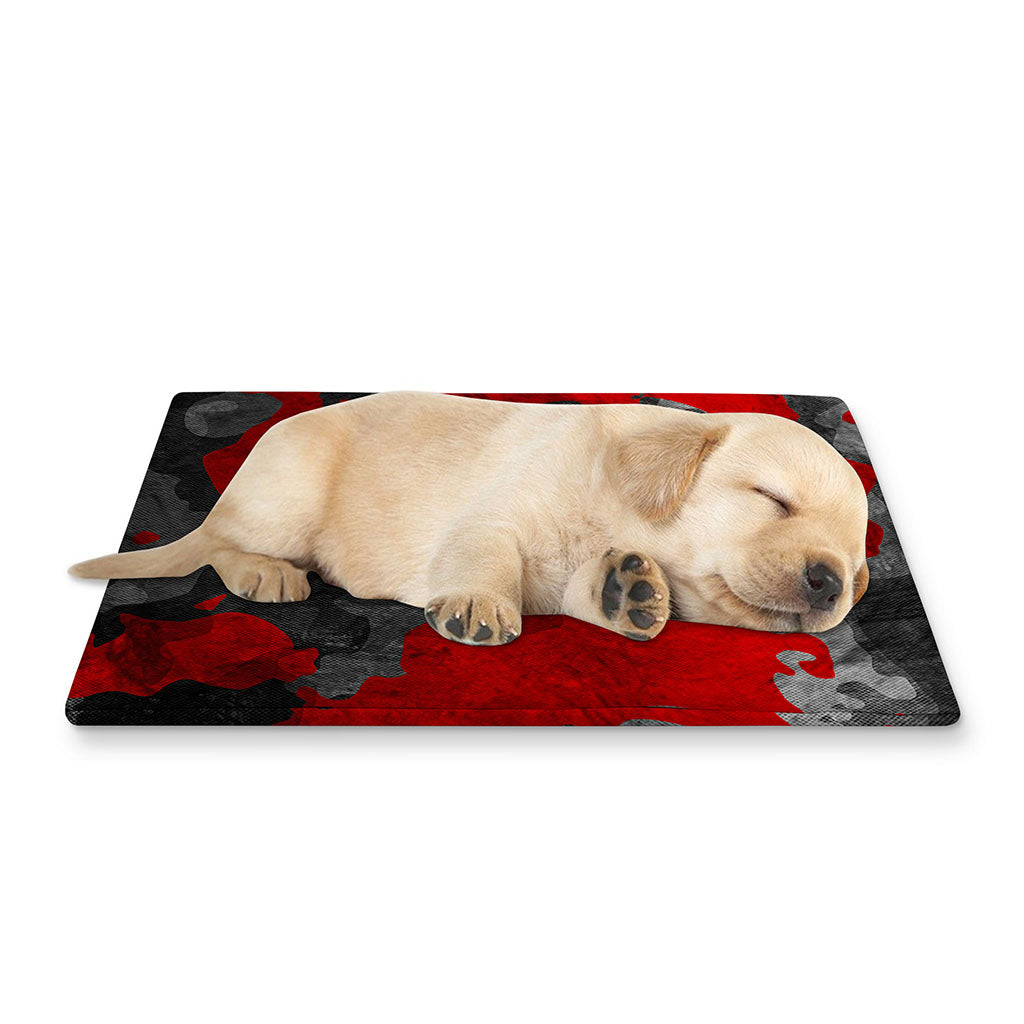 Black And Red Camouflage Print Pet Cooling Mat Cover