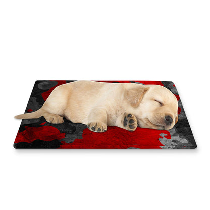 Black And Red Camouflage Print Pet Cooling Mat Cover