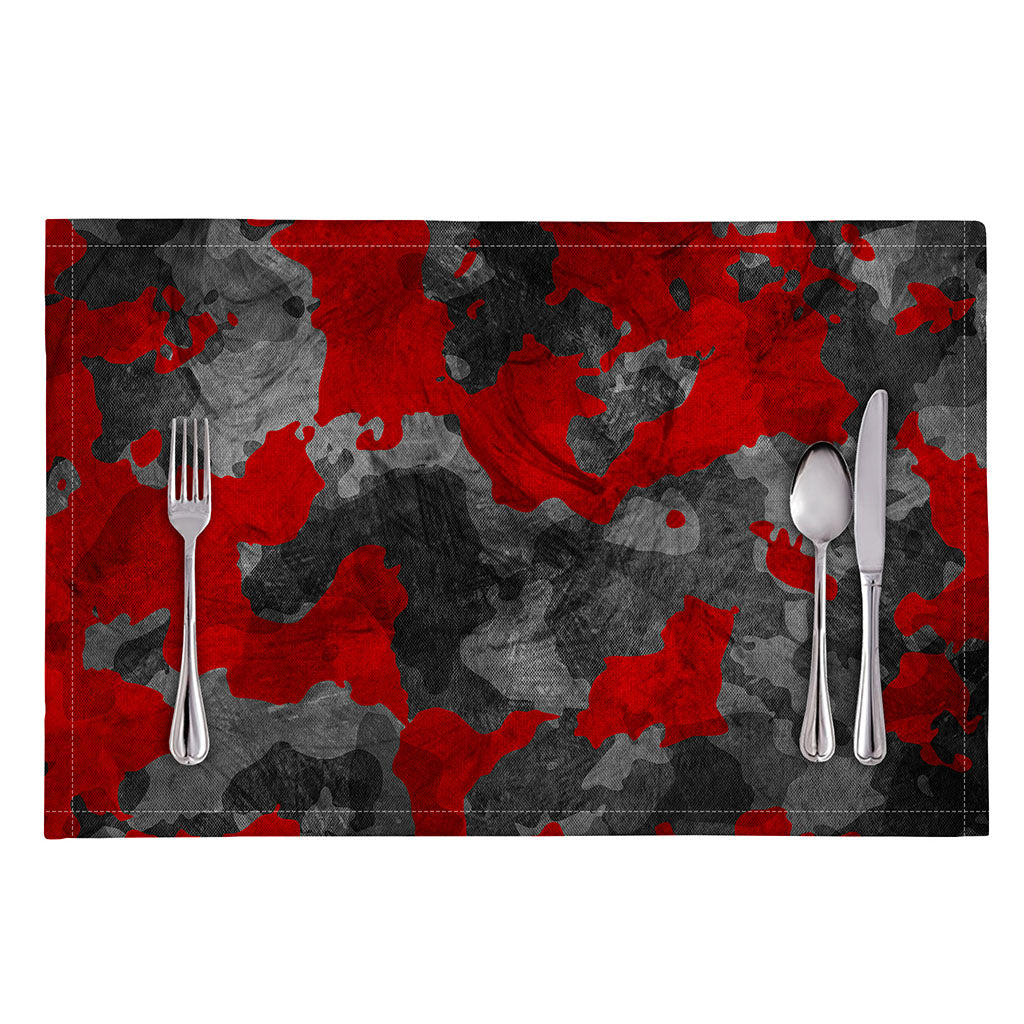 Black And Red Camouflage Print Placemat