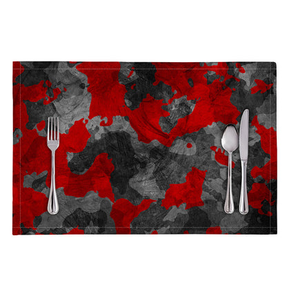 Black And Red Camouflage Print Placemat