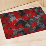 Black And Red Camouflage Print Polyester Doormat