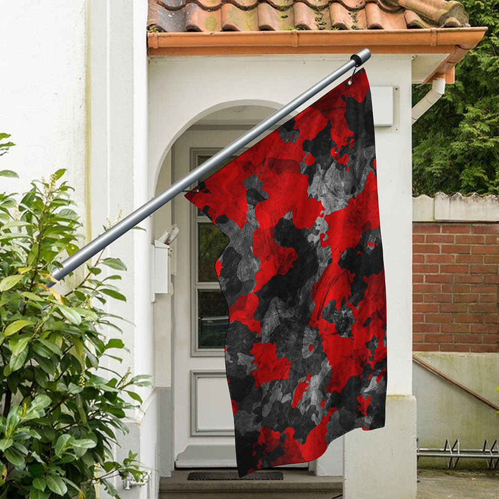 Black And Red Camouflage Print Polyester Flag