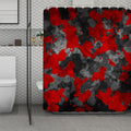 Black And Red Camouflage Print Polyester Shower Curtain