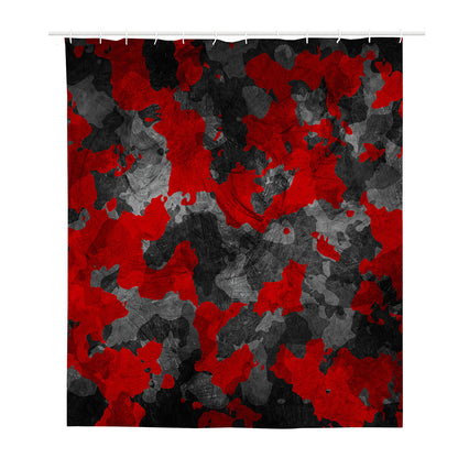 Black And Red Camouflage Print Polyester Shower Curtain