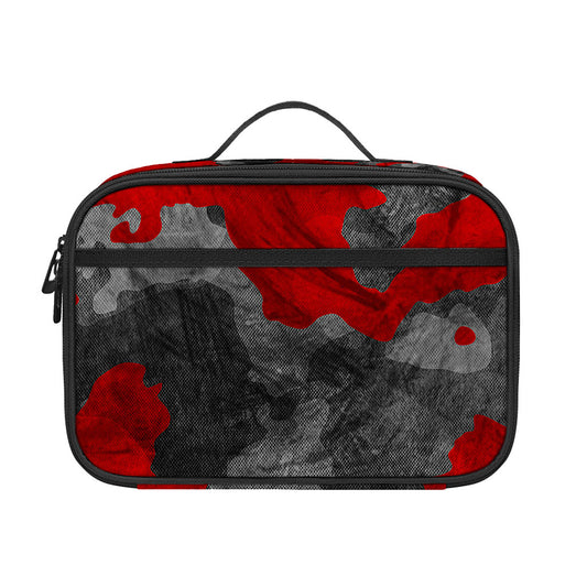 Black And Red Camouflage Print Portable Lunch Bag