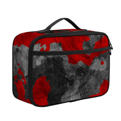 Black And Red Camouflage Print Portable Lunch Bag