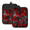 Black And Red Camouflage Print Pot Holders With Pocket