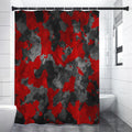 Black And Red Camouflage Print Premium Shower Curtain