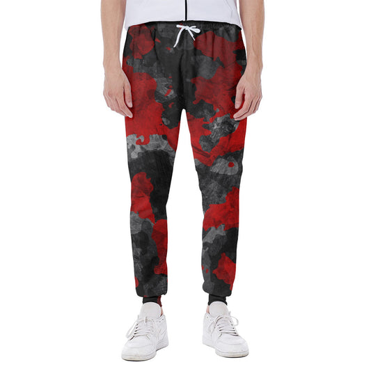 Black And Red Camouflage Print Scuba Joggers