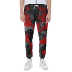 Black And Red Camouflage Print Scuba Joggers