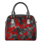 Black And Red Camouflage Print Shoulder Handbag
