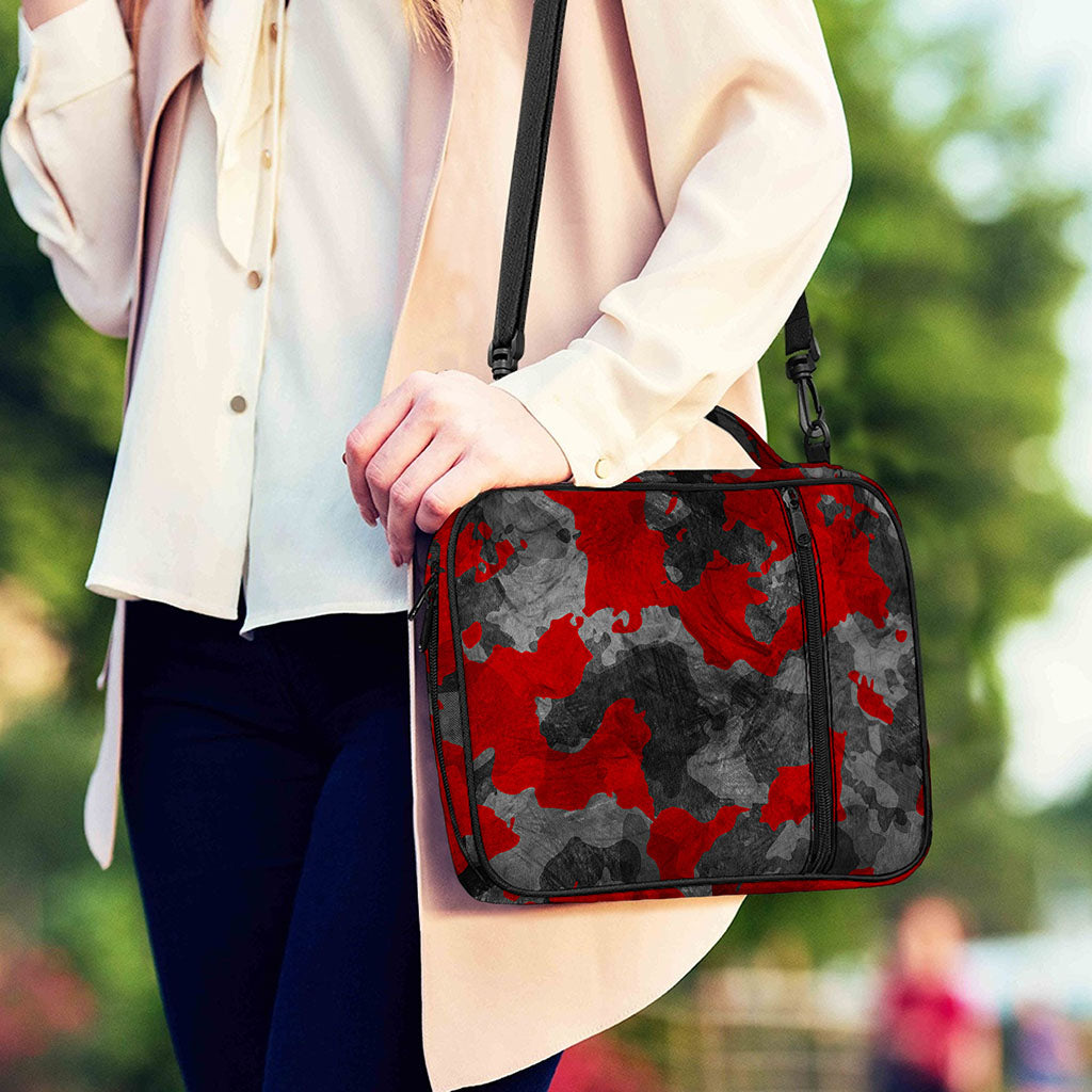 Black And Red Camouflage Print Shoulder Strap Bible Bag