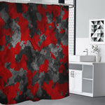 Black And Red Camouflage Print Shower Curtain