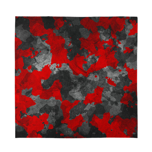 Black And Red Camouflage Print Silk Bandana
