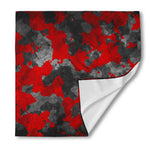 Black And Red Camouflage Print Silk Bandana
