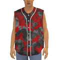 Black And Red Camouflage Print Sleeveless Baseball Jersey