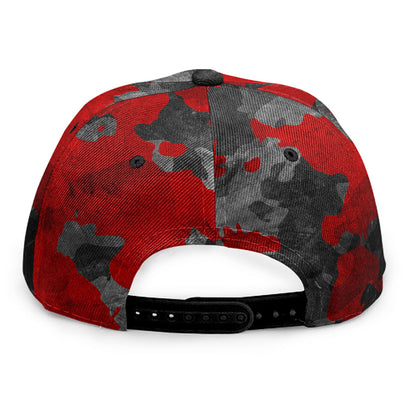 Black And Red Camouflage Print Snapback Cap