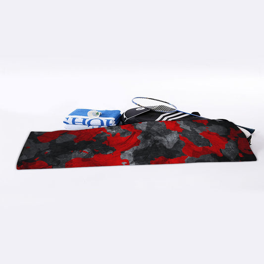 Black And Red Camouflage Print Sports Towel