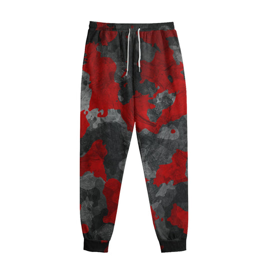 Black And Red Camouflage Print Sweatpants