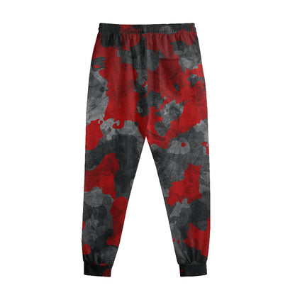 Black And Red Camouflage Print Sweatpants
