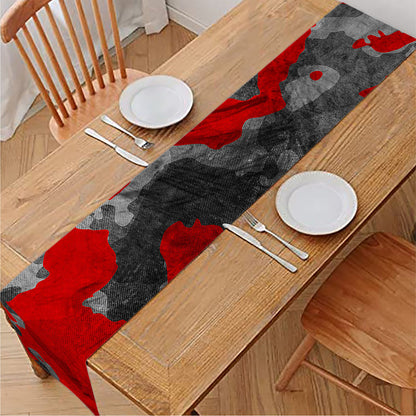 Black And Red Camouflage Print Table Runner