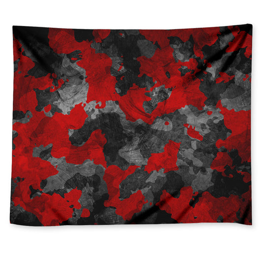 Black And Red Camouflage Print Tapestry