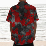 Black And Red Camouflage Print Textured Short Sleeve Shirt