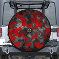 Black And Red Camouflage Print Tire Cover With Camera Hole