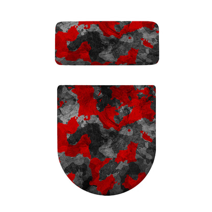 Black And Red Camouflage Print Toilet Lid And Tank Cover Set