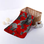 Black And Red Camouflage Print Towel