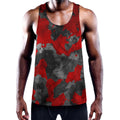 Black And Red Camouflage Print Men's Workout Tank Top