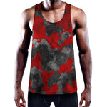 Black And Red Camouflage Print Training Tank Top