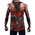 Black And Red Camouflage Print Training Tank Top