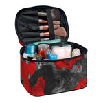 Black And Red Camouflage Print Travel Makeup Bag
