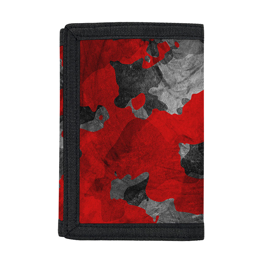Black And Red Camouflage Print Trifold Wallet