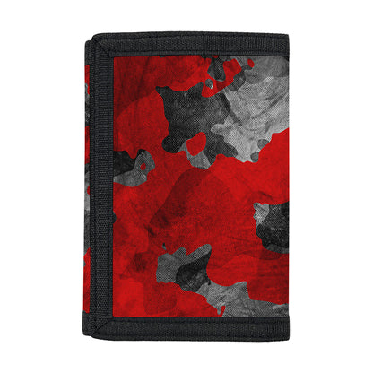 Black And Red Camouflage Print Trifold Wallet