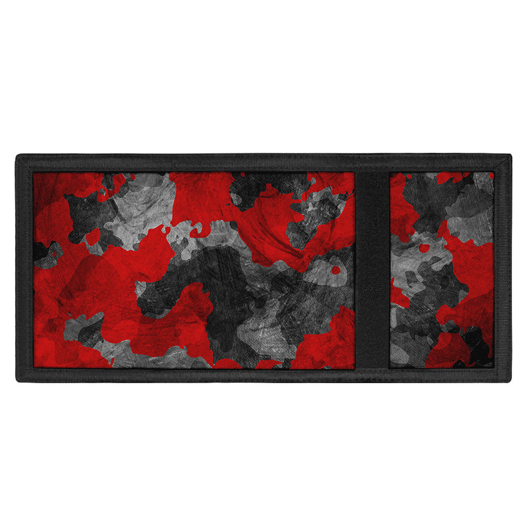 Black And Red Camouflage Print Trifold Wallet