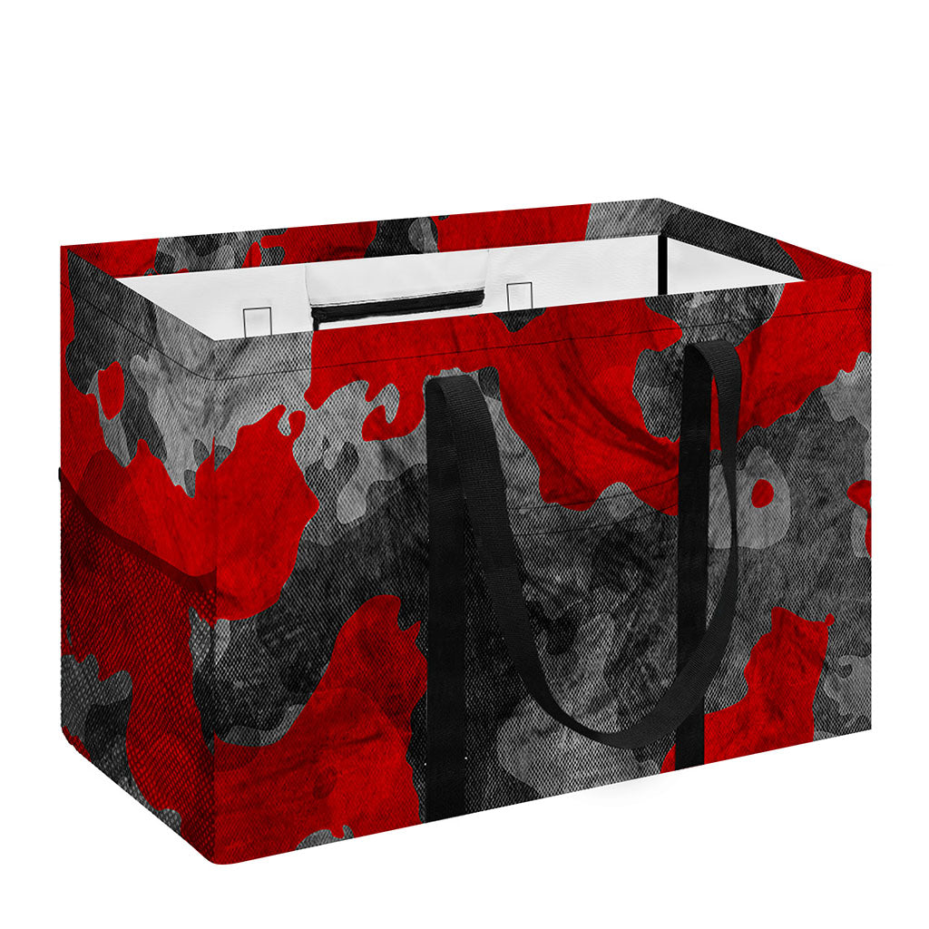 Black And Red Camouflage Print Utility Tote Bag