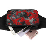 Black And Red Camouflage Print Waist Bag