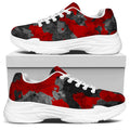 Black And Red Camouflage Print White Chunky Shoes