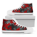 Black And Red Camouflage Print White High Top Sneakers