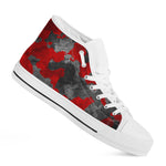 Black And Red Camouflage Print White High Top Sneakers