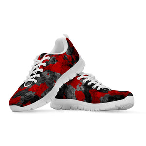 Black And Red Camouflage Print White Running Shoes