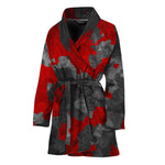 Black And Red Camouflage Print Women's Bathrobe