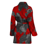 Black And Red Camouflage Print Women's Bathrobe