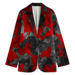Black And Red Camouflage Print Women's Blazer